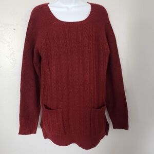 Olivia Sky NWT Women's Large Burgundy Red Long Sleeve Sweater Tunic Patch Pocket